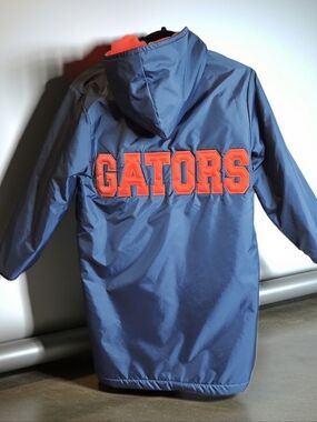 590. Vtg 90s Florida Gators Sideline Parka Jacket Youth Medium  USA Nylon Hood